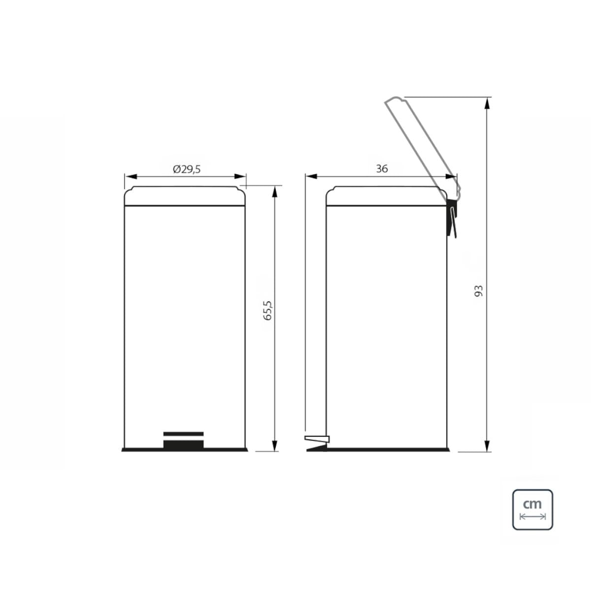 Lixeira com Pedal Tramontina Brasil Plus 30 Litros em Aço Inox Acetinado