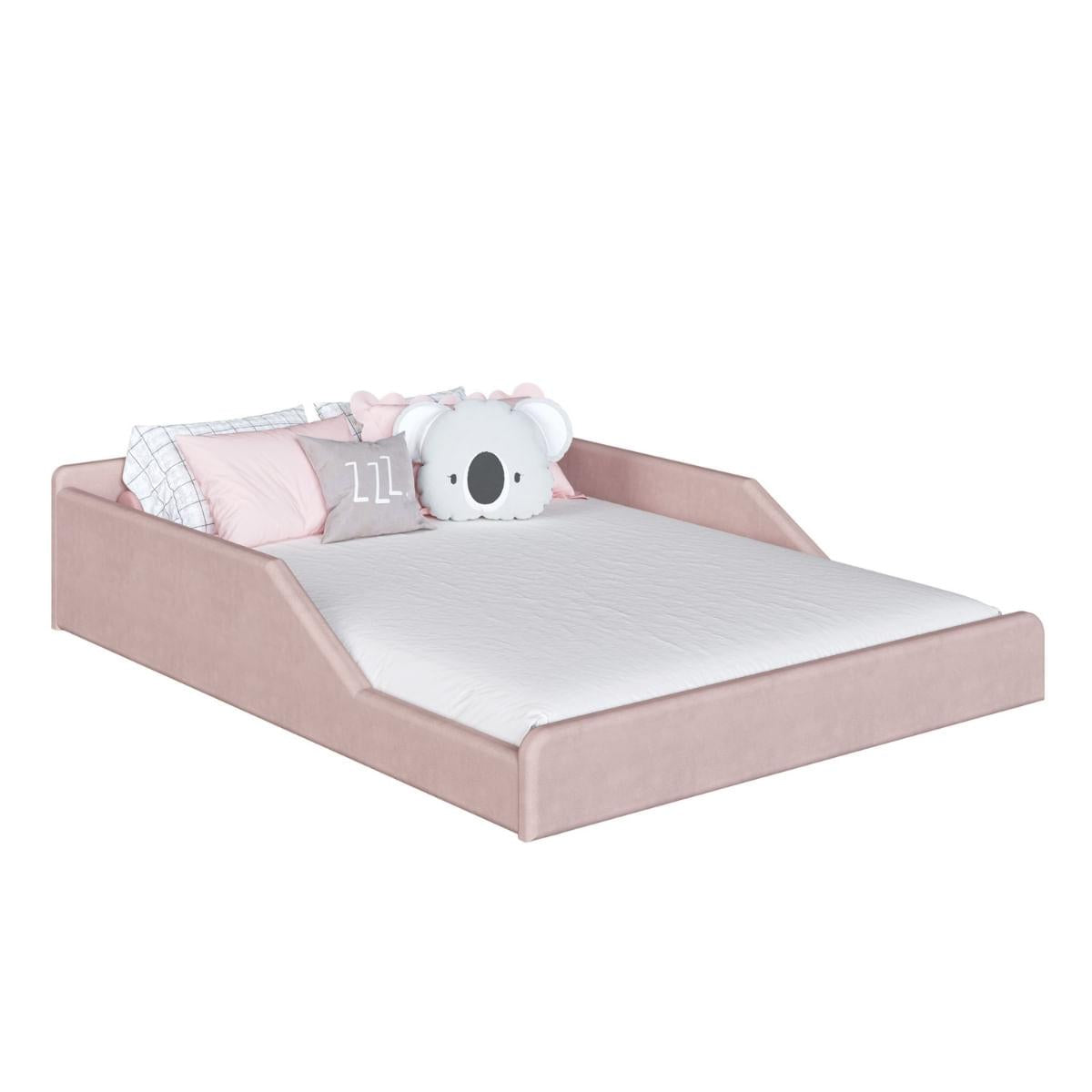 Cama Infantil Sentir Casal Estofada Rosa Completa Móveis