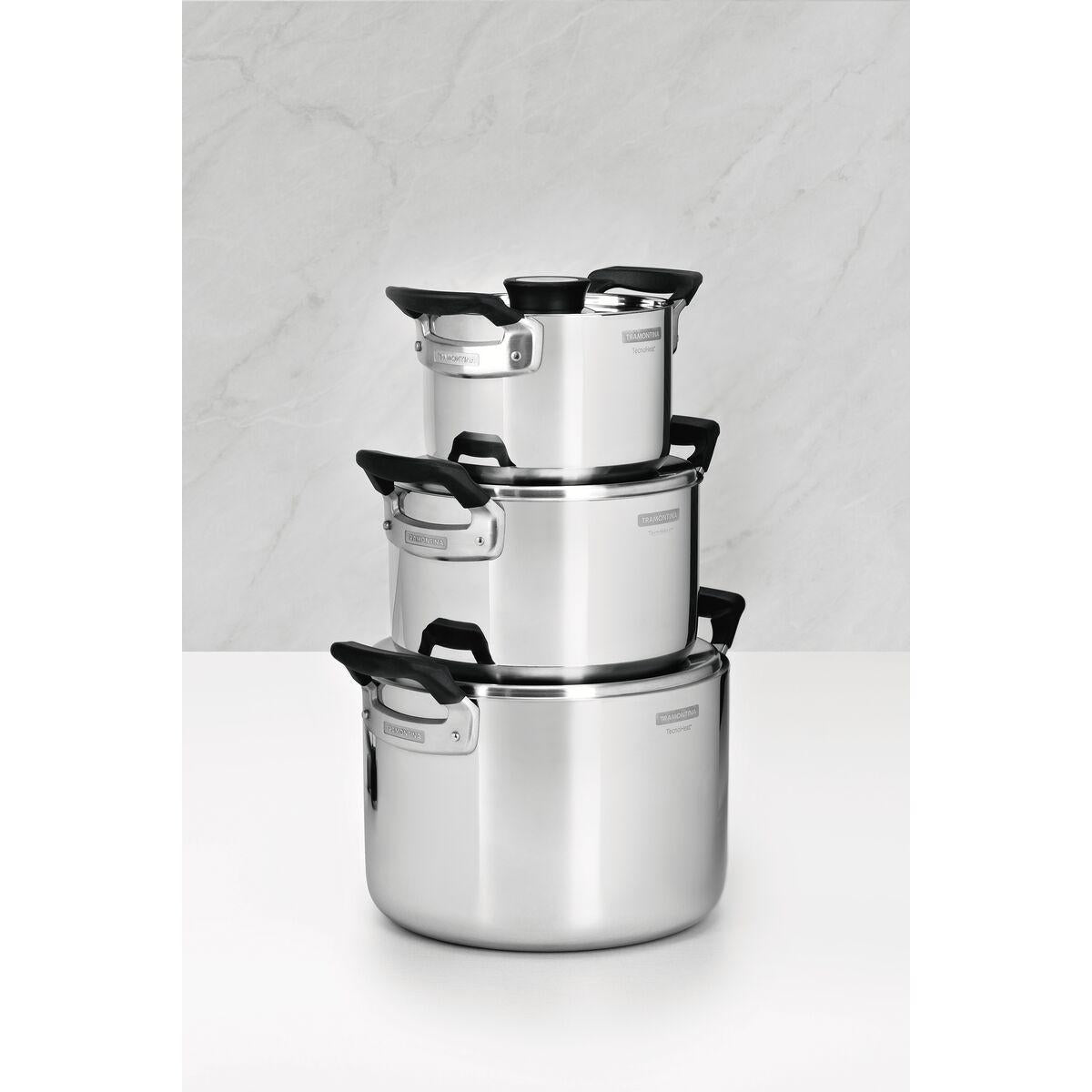 Jogo de Panelas Tramontina Grano Compact em Aço Inox 3 Peças