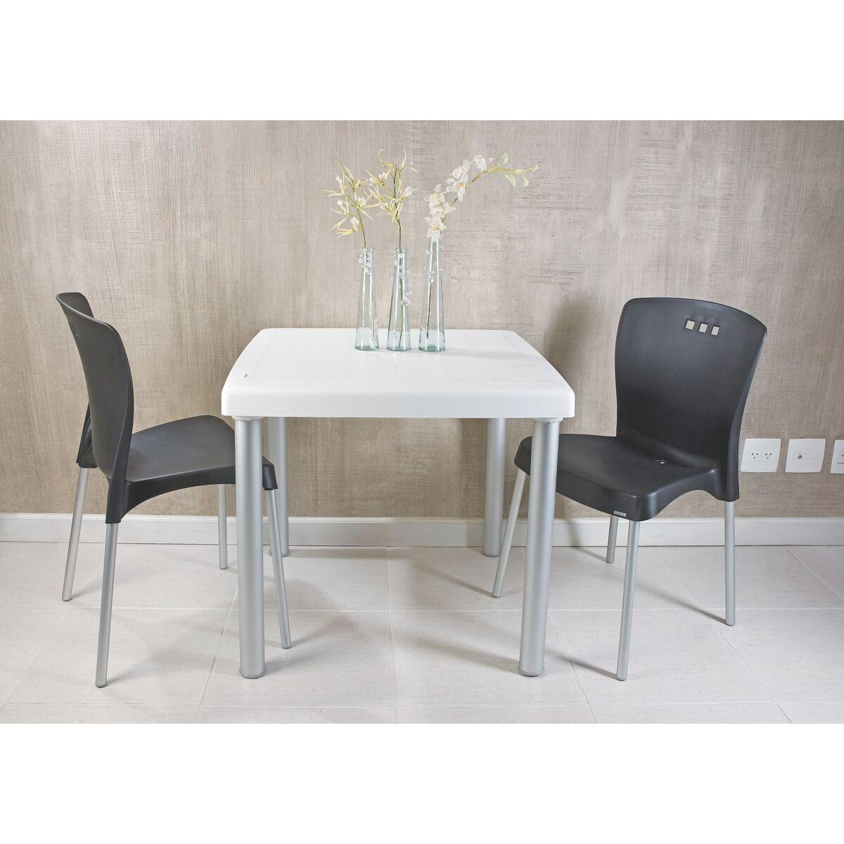 Mesa Tramontina Mona 80 cm em Polipropileno Branco com Pernas de Alumínio Anodizado