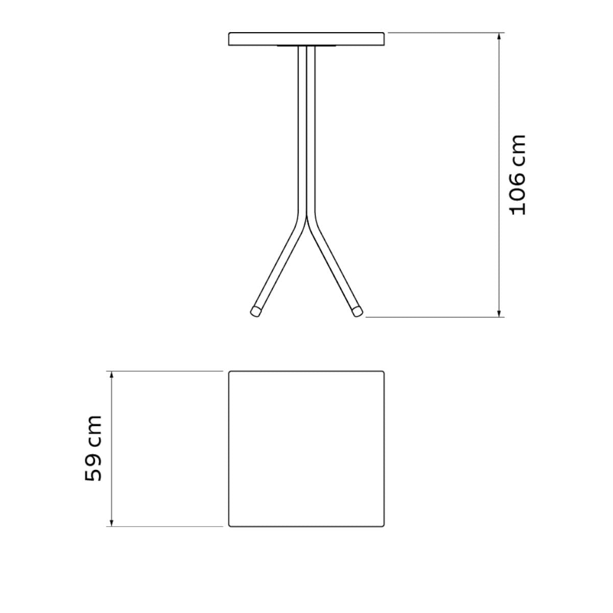 Mesa Quadrada Tramontina Sigma Alta 59x106 cm Marrom Polipropileno e Base em Aço Carbono