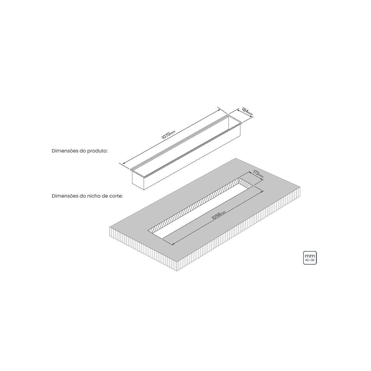 Canal Organizador em Aço Inox Tramontina para Sobrepor Scotch Brite com Acessórios 105x18 cm