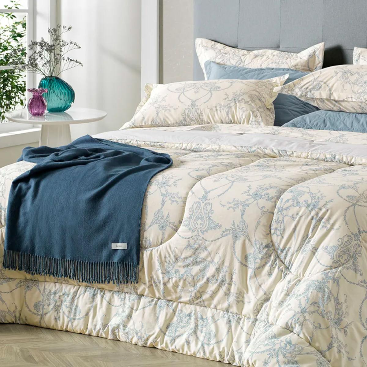 Jogo de Cama King  180 Fios Karsten Percal 100% Algodão Carmel Bege Cinza Claro