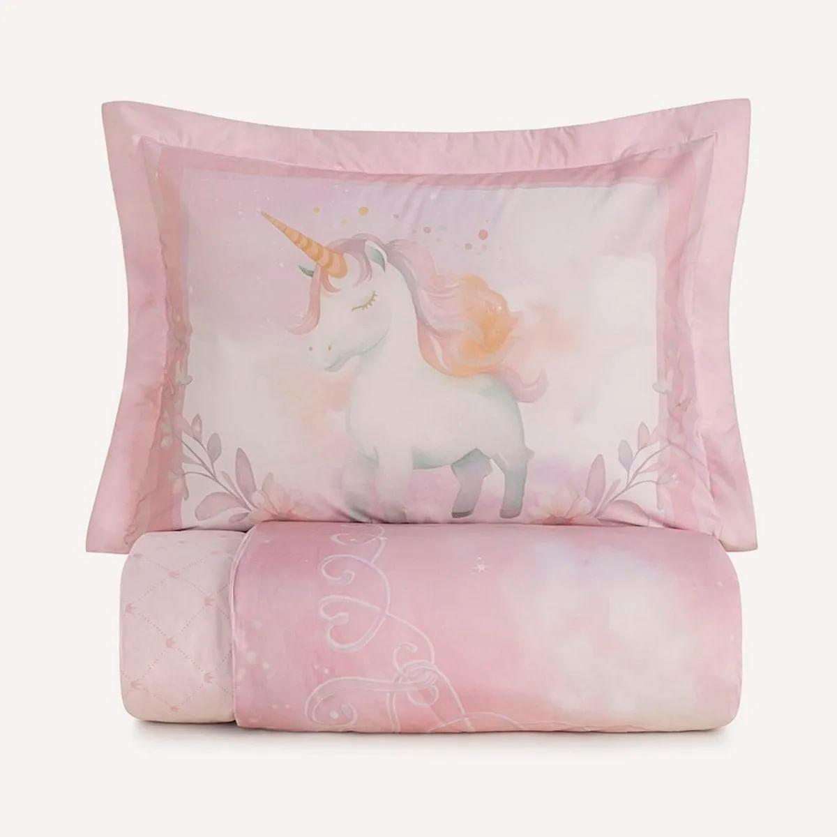 Colcha Infantil Casal com 2 Porta-travesseiros Karsten 200 Fios Princesinha