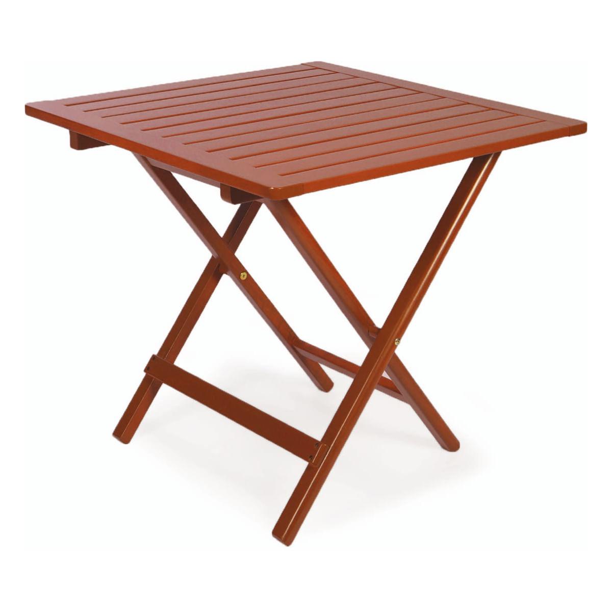 Mesa Quadrada Dobrável Tramontina Terrazzo Fitt em Madeira Maciça 4 Lugares 80 cm