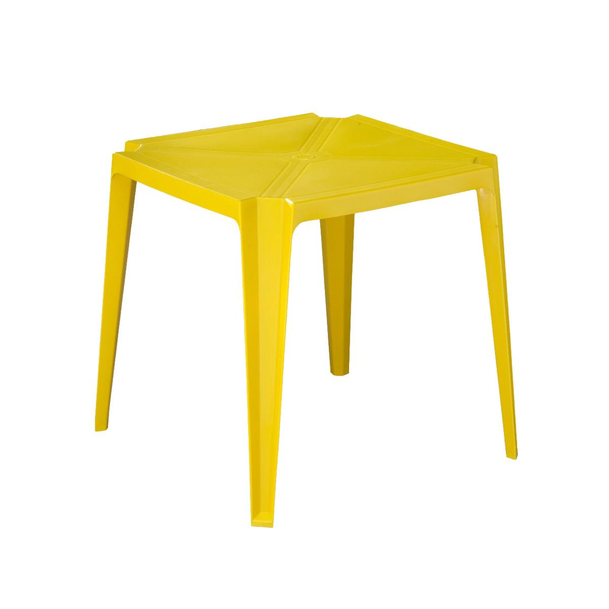 Mesa Plástica Empilhável Bar Amarela 70x70x71 cm Pisani