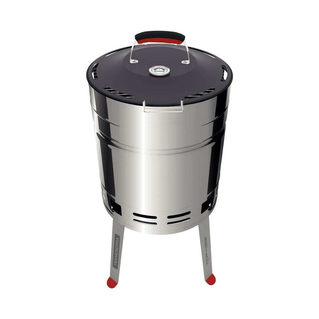 Churrasqueira à Carvão Tramontina TCP 400 em Aço Inox com Bandeja para Carvão em Aço Esmaltado