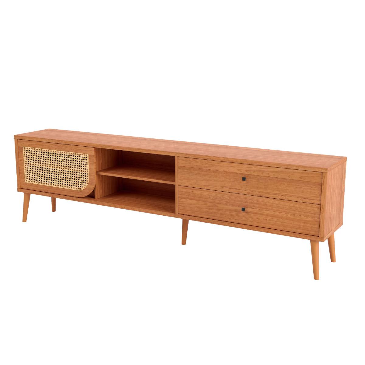 Rack Tela para TV em MDF 220 cm com 2 Gavetas e Porta de Correr Freijó Dalla Costa TB311JJ