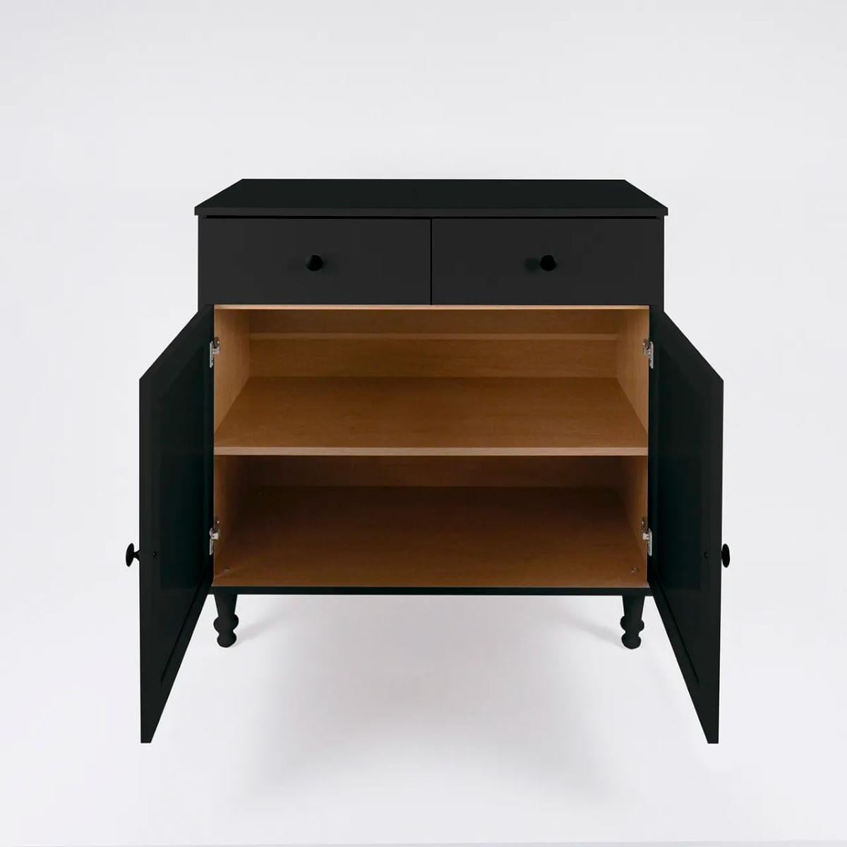 Aparador Buffet Ditália 2 Gavetas 2 Portas Preto R-629