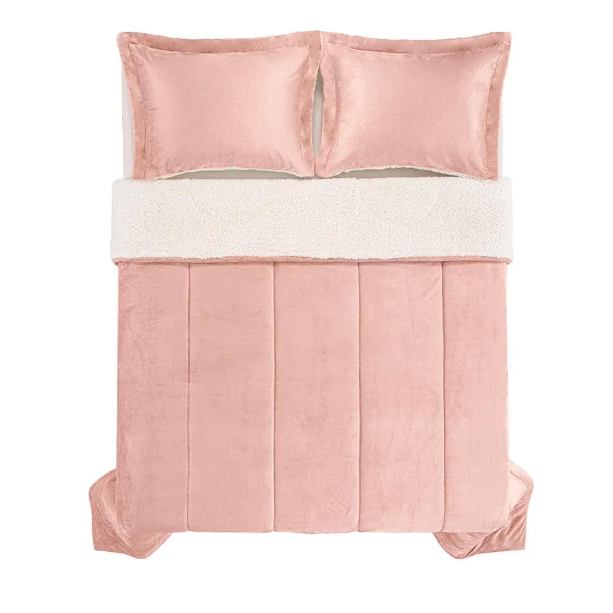 Edredom de Microfibra Queen Karsten com Porta Travesseiro Sonata Rosé Natural