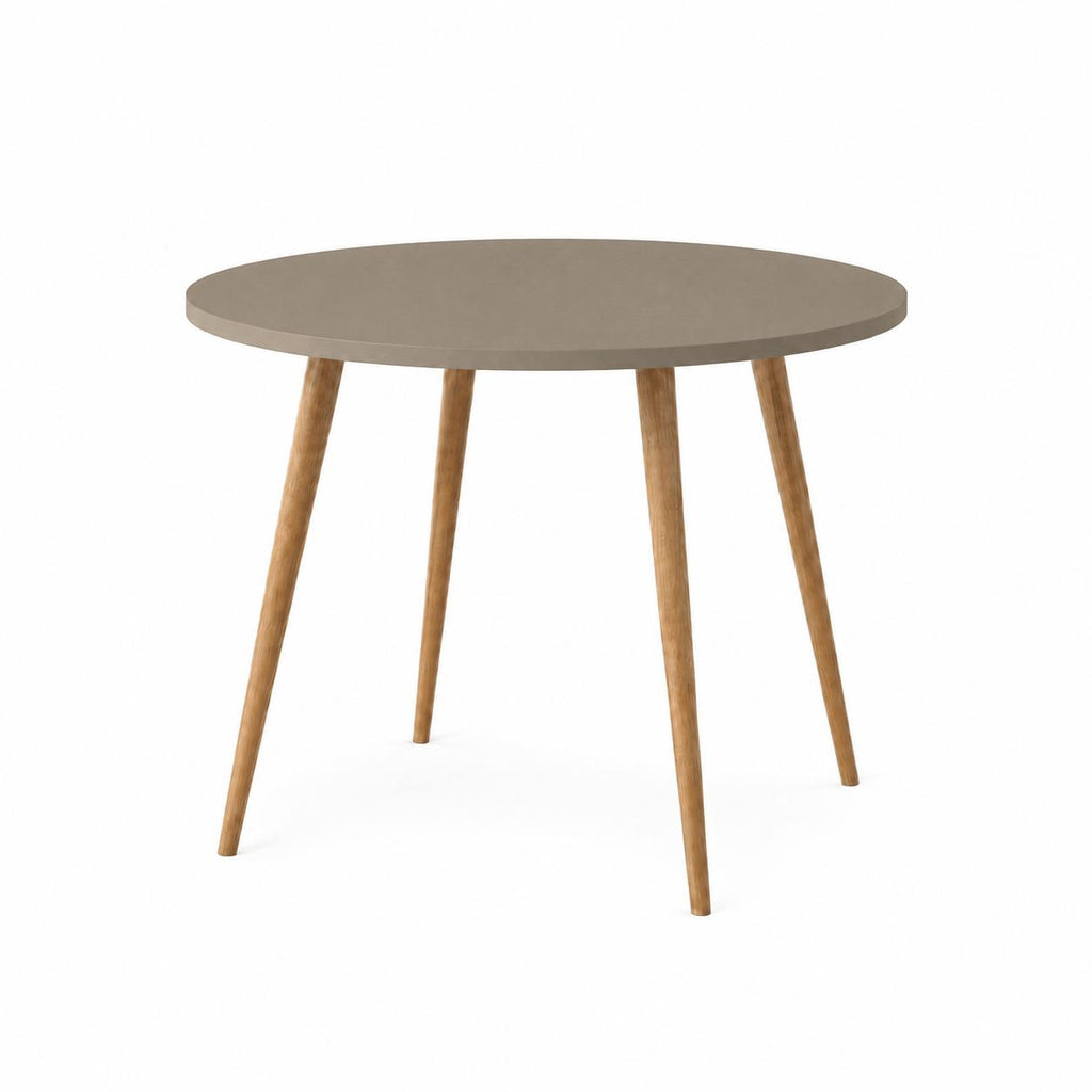 Mesa Jantar Sofia Redonda 80cm Mocca 18mm Pés de Madeira Natural Marin