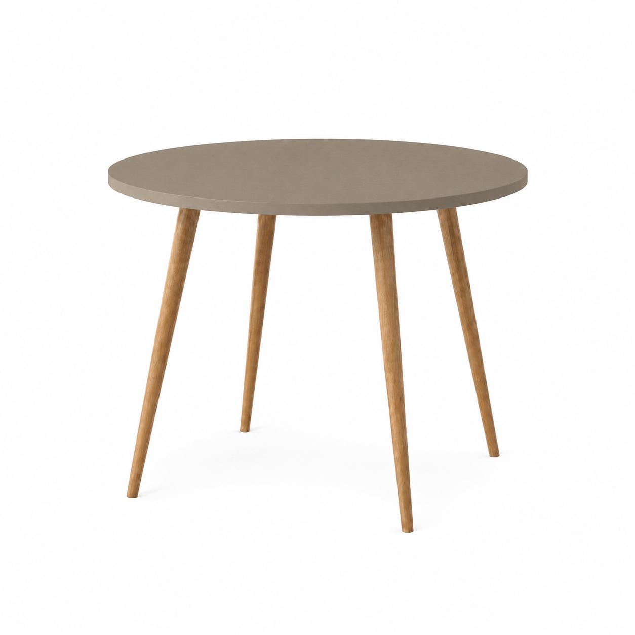 Mesa Jantar Sofia Redonda 80cm Mocca 18mm Pés de Madeira Natural Marin