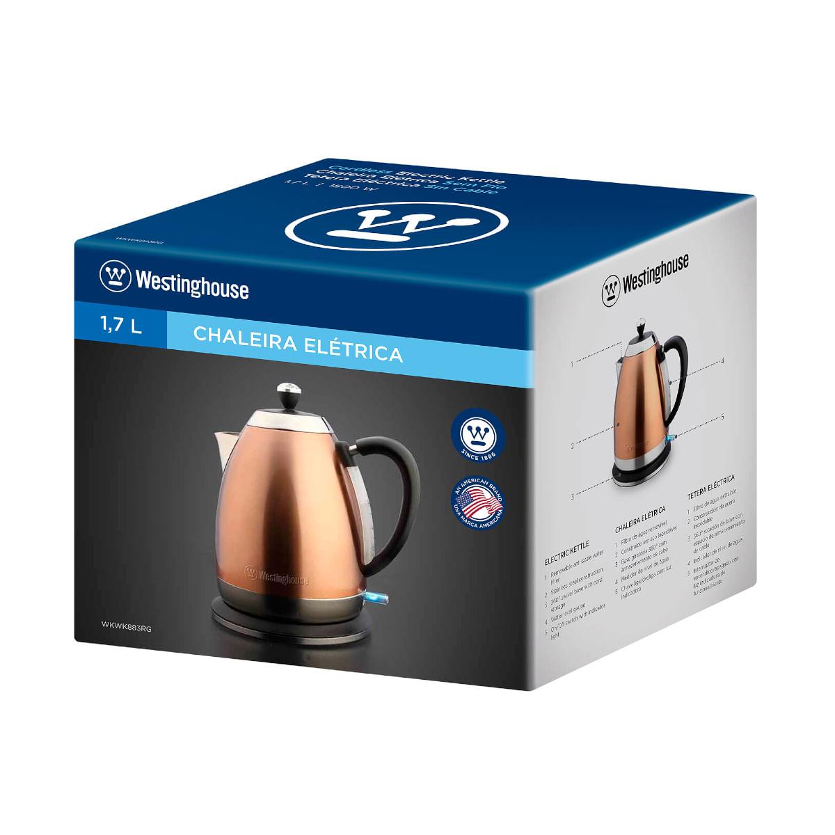 Chaleira Elétrica 1,7 Litros Gold Westinghouse em Aço Inox 127 V