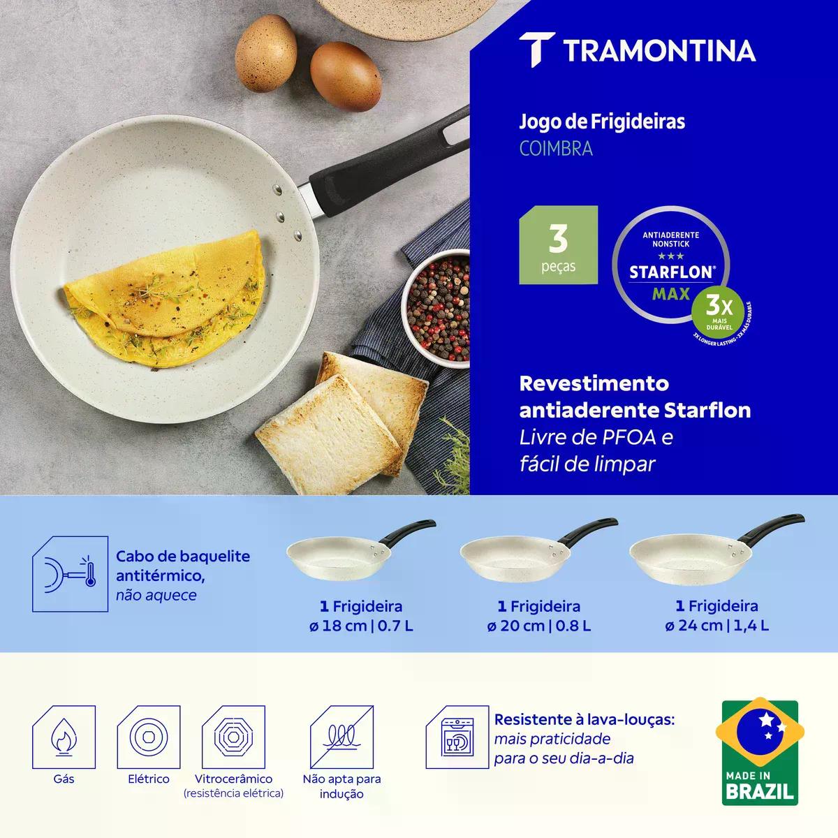 Jogo de Frigideiras Tramontina Coimbra Bege 3 Peças