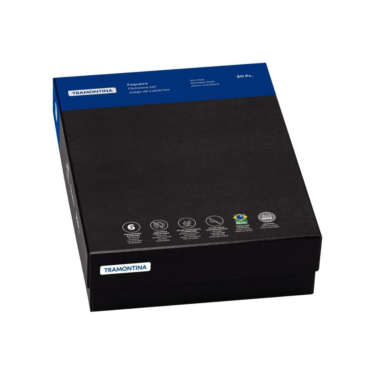 Faqueiro Tramontina Classic Aço Inox com Facas de Mesa Forjadas 30 Peças