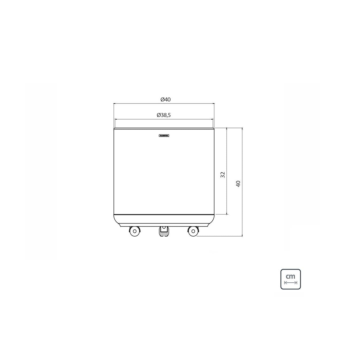Cachepô Tramontina Belt Color 40 x 40 cm em Aço Inox com Acabamento Scotch Brite e Rodízio
