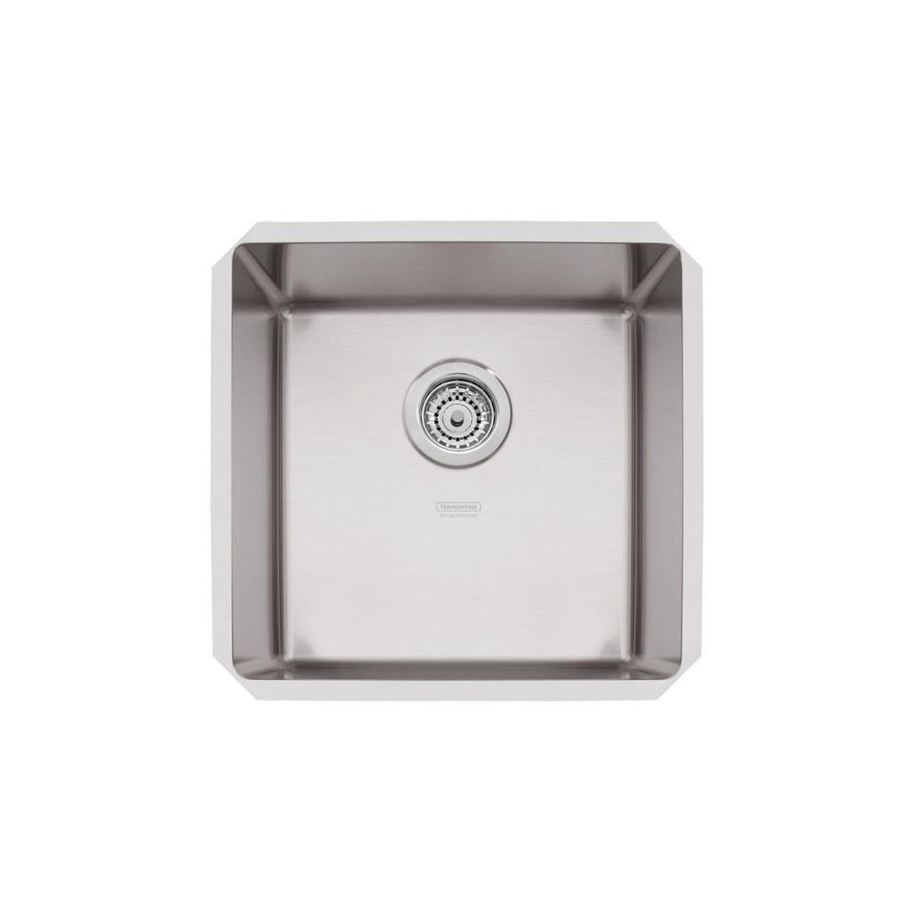 Cuba de Embutir Quadrum 40 U Undermount Tramontina 40 x 40 x 20 cm em Aço Inox Scotch Brite OUTLET