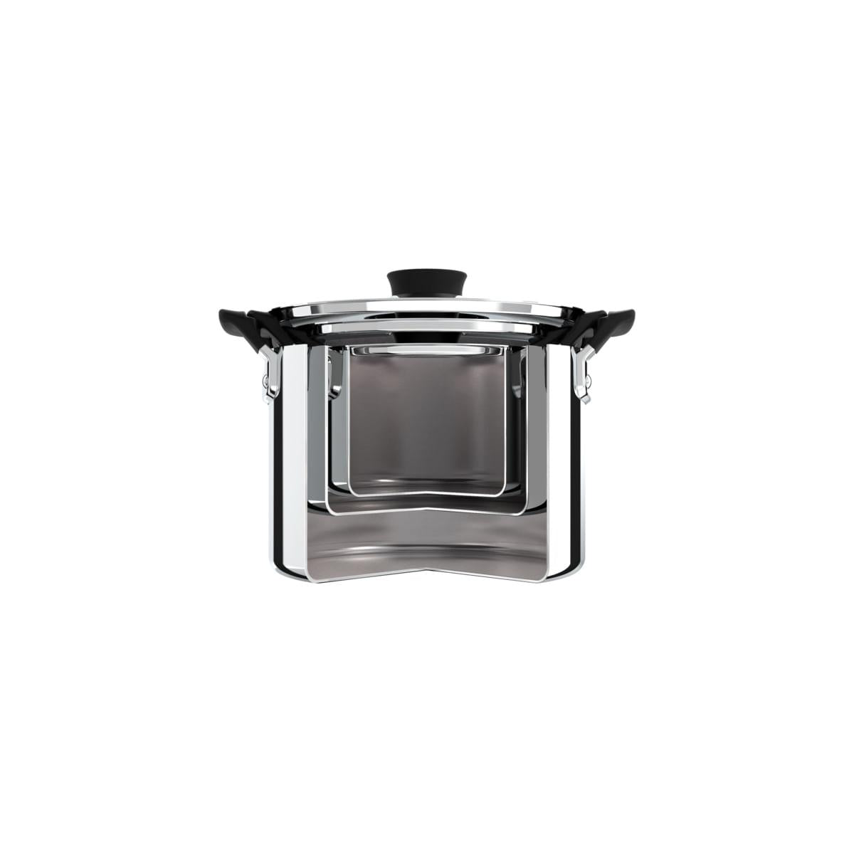 Jogo de Panelas Tramontina Grano Compact em Aço Inox 3 Peças