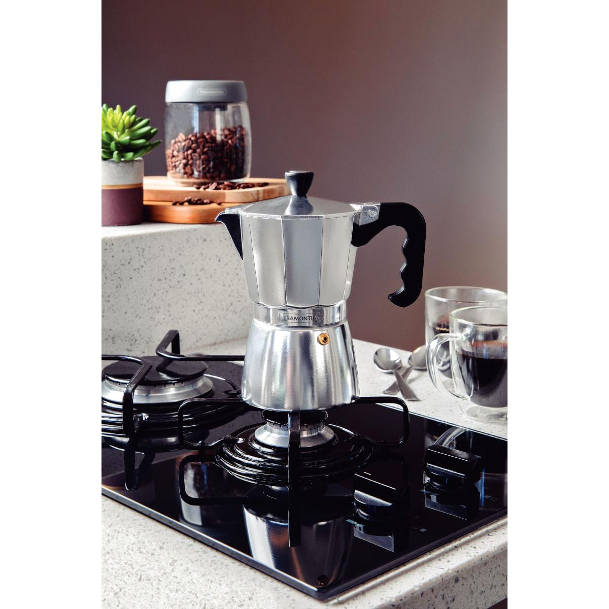 Cafeteira Expresso Italiana Tramontina em Alumínio com Cabo em Nylon 320 ml