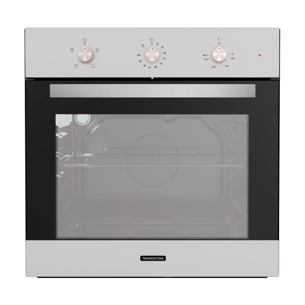 Forno Elétrico de Embutir Tramontina Inox Basic 60 F4 em Aço Inox 4 Funções 71 L
