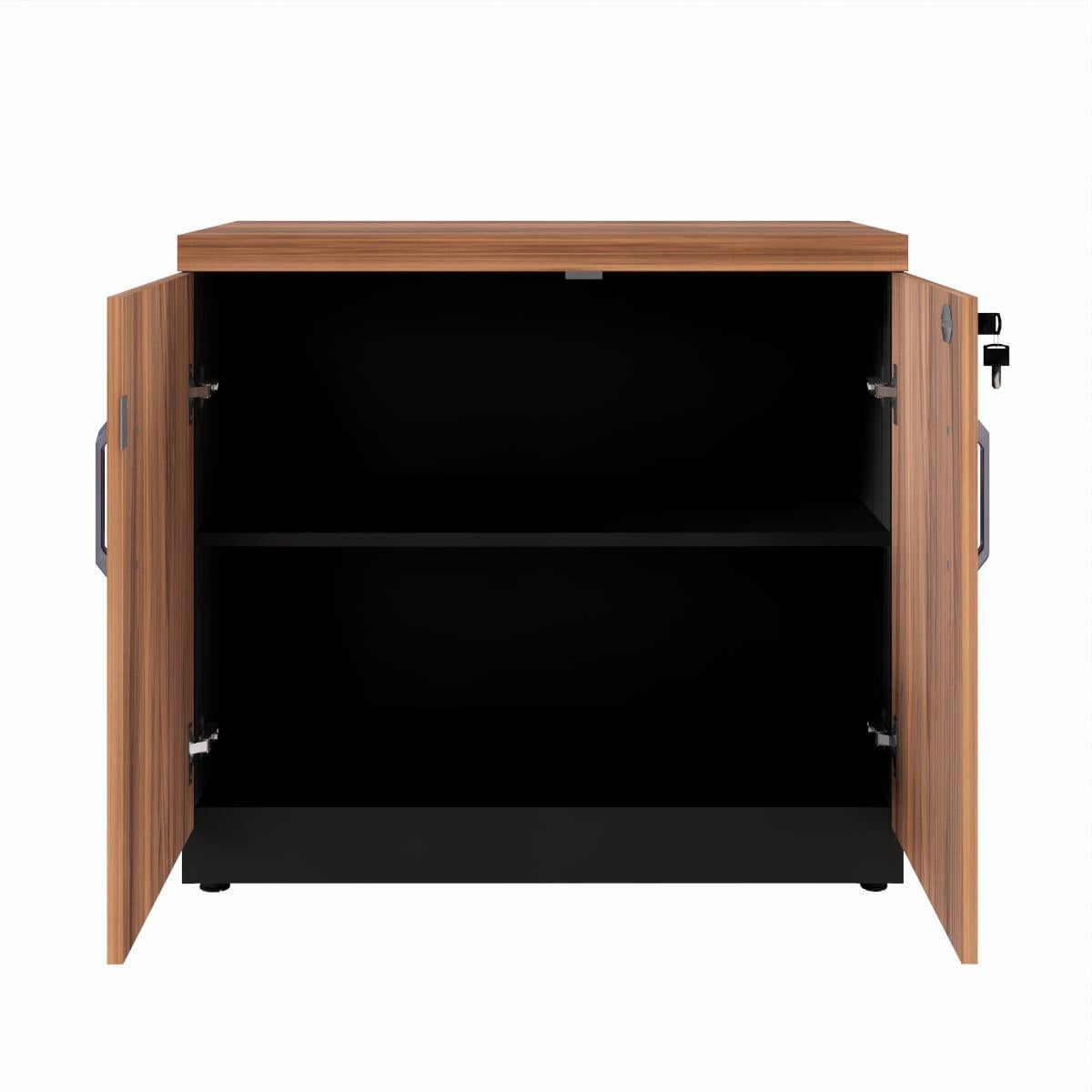 Armario para Escritório 2 Portas 80cm Nogal Preto Marin Brasil
