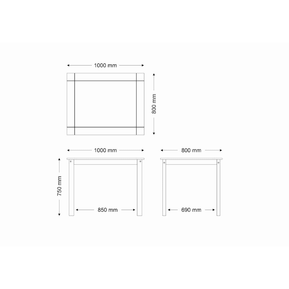 Conjunto Sala de Jantar Mesa 100x80 cm 4 Cadeiras Madeira Marin Brasil