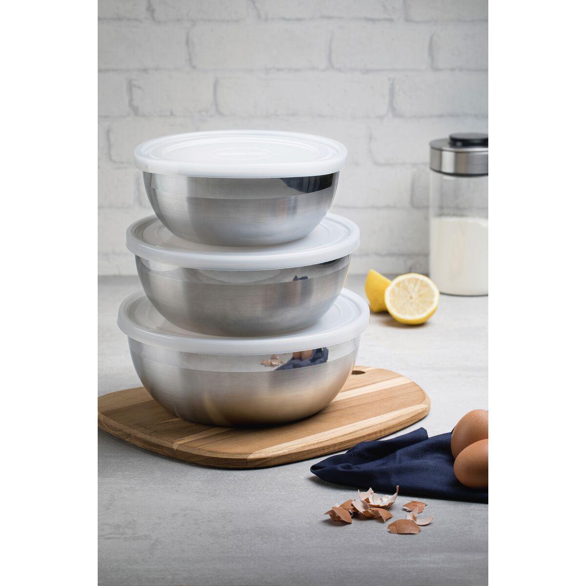 Jogo de Potes em Aço Inox com Tampa Plástica Tramontina Freezinox 3 Peças