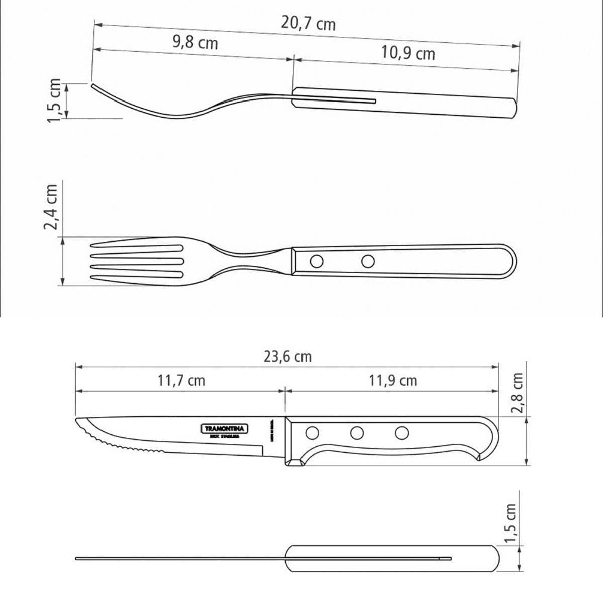 Jogo de Talheres para Churrasco Jumbo Tramontina Castanho Polywood 12 Peças
