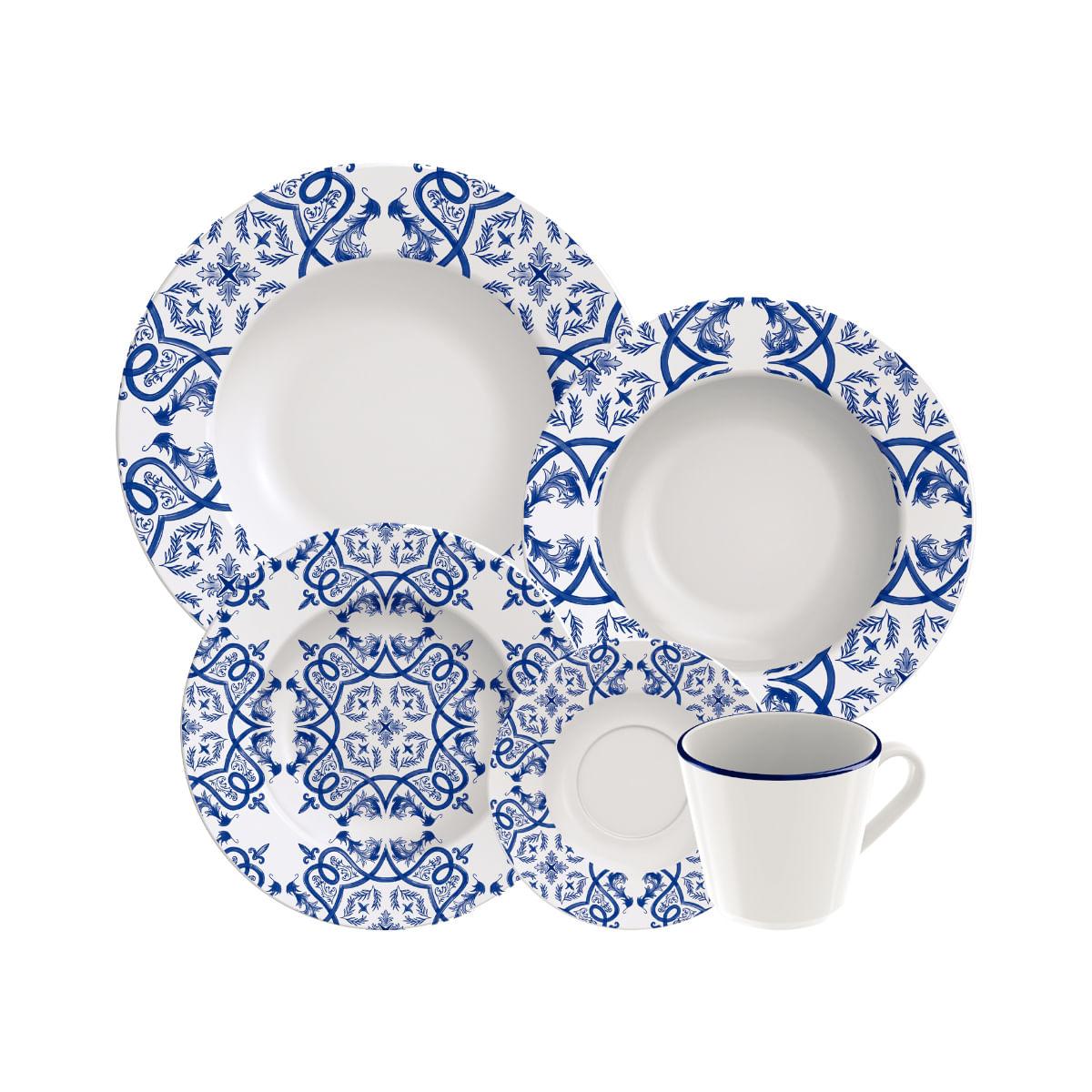 Aparelho de Jantar Tramontina Algarve 20 Peças em Porcelana Decorada