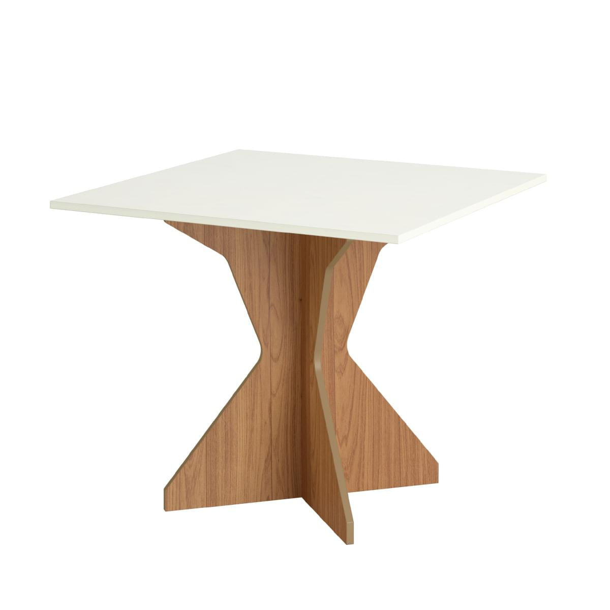 Mesa Quadrada 90 cm em MDF 18mm Off White/Freijó Dalla Costa TM64WJ