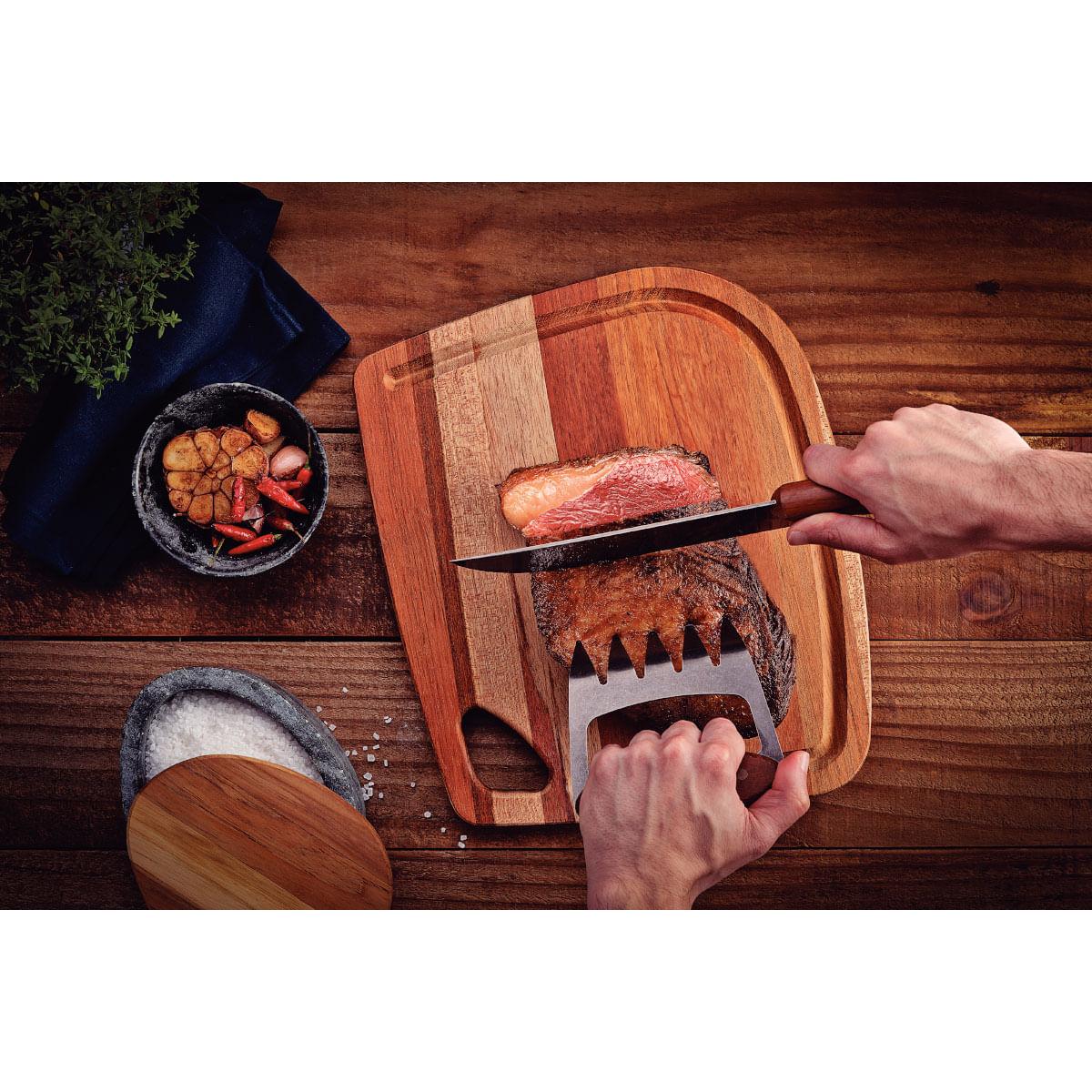 Jogo para Churrasco Tramontina Black Aço Inox Madeira 3 Peças