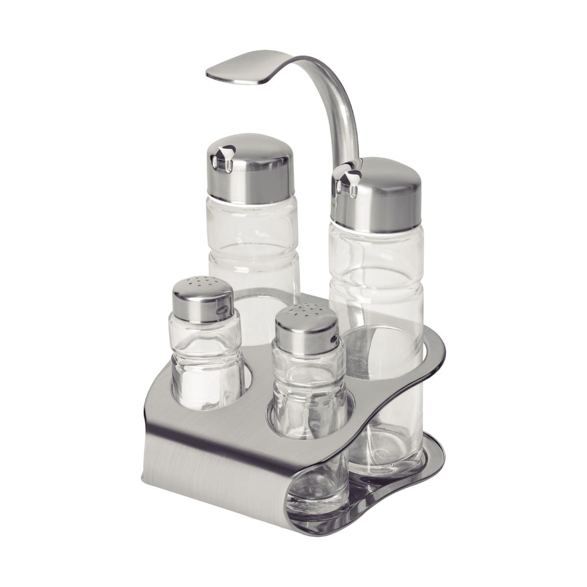 Galheteiro Tramontina Utility em Vidro e Aço Inox com Alça 4 Peças