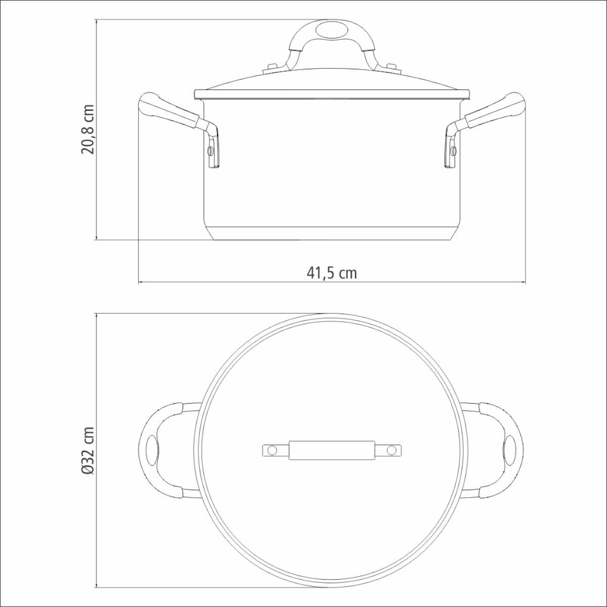 Caçarola Tramontina Astro Rasa Aço Inox Tampa de Vidro 30 cm 8,5 Litros