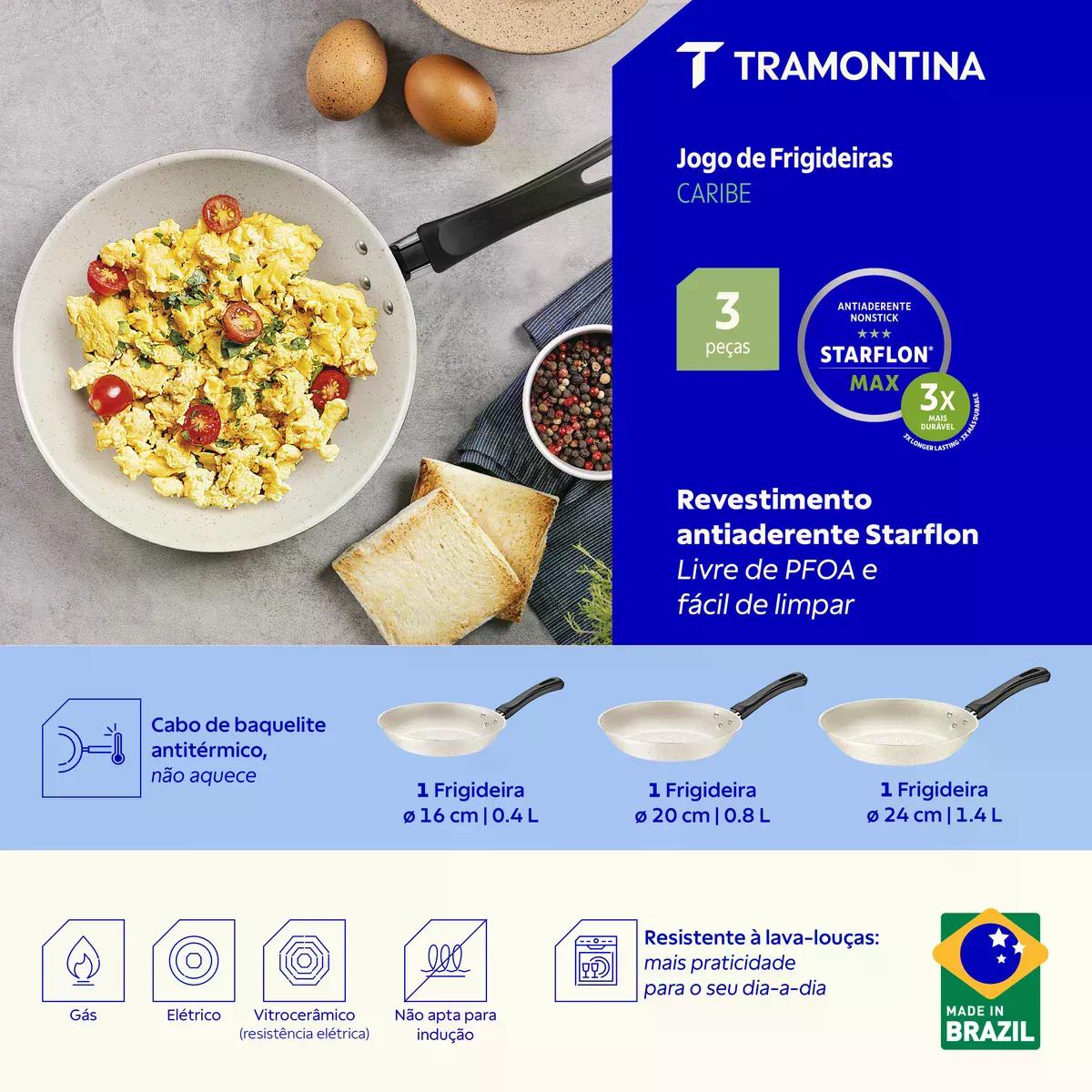 Jogo de Frigideiras Tramontina Caribe Bege 3 Peças