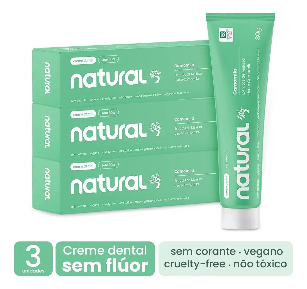 Kit 3 Pastas de Dente Naturais Orgânicas com Camomila 80g – Veganas
