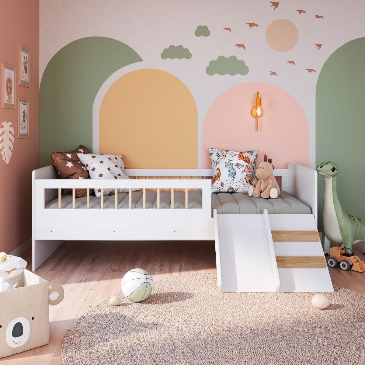 Cama Infantil Montessoriana Solteiro Branco Completa Móveis