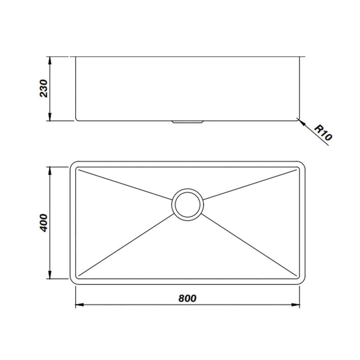 Cuba Mekal Reta LR80 em Aço Inox Escovado 80x40x23 cm com Válvula
