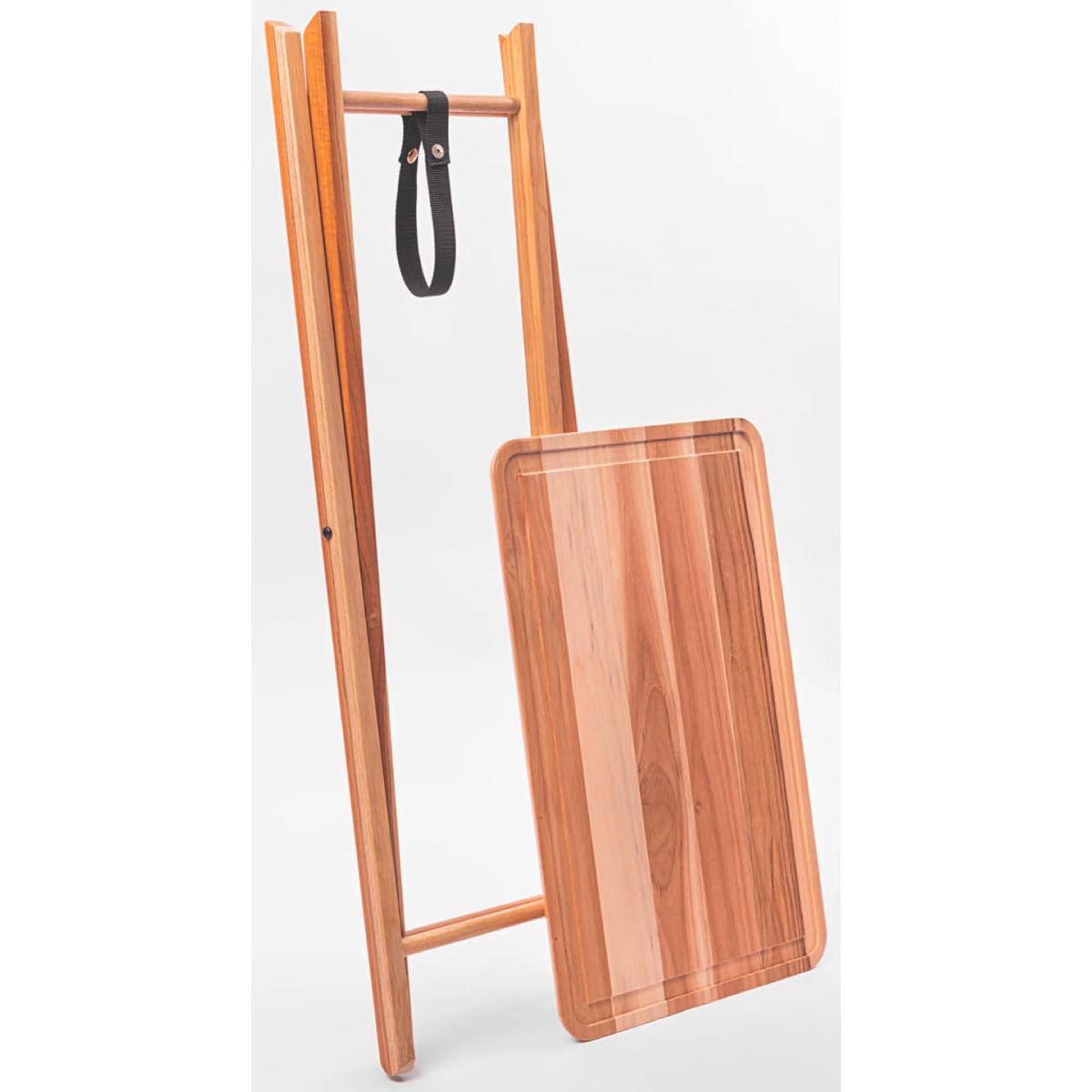 Bancada de Madeira Teca para Churrasco Tramontina 58x38x84 cm Natural