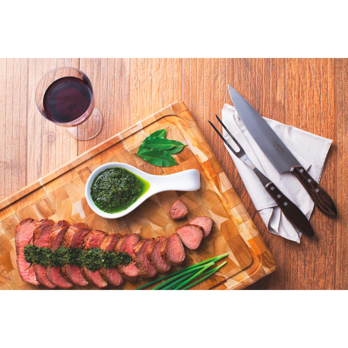 Tábua para Churrasco Tramontina Retangular Cubus em Madeira Teca 50 x 38 cm Envernizada