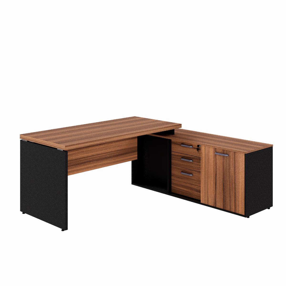 Mesa para Escritorio Diretor 150x150 cm Nogal Preto Marin Brasil