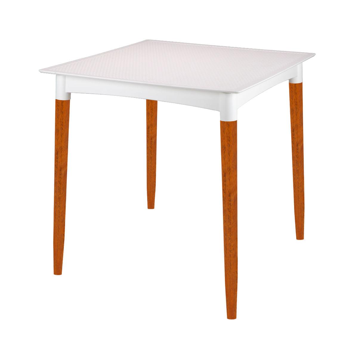 Mesa Tramontina Laura Rattan 70 cm Polipropileno Branco Pernas Madeira