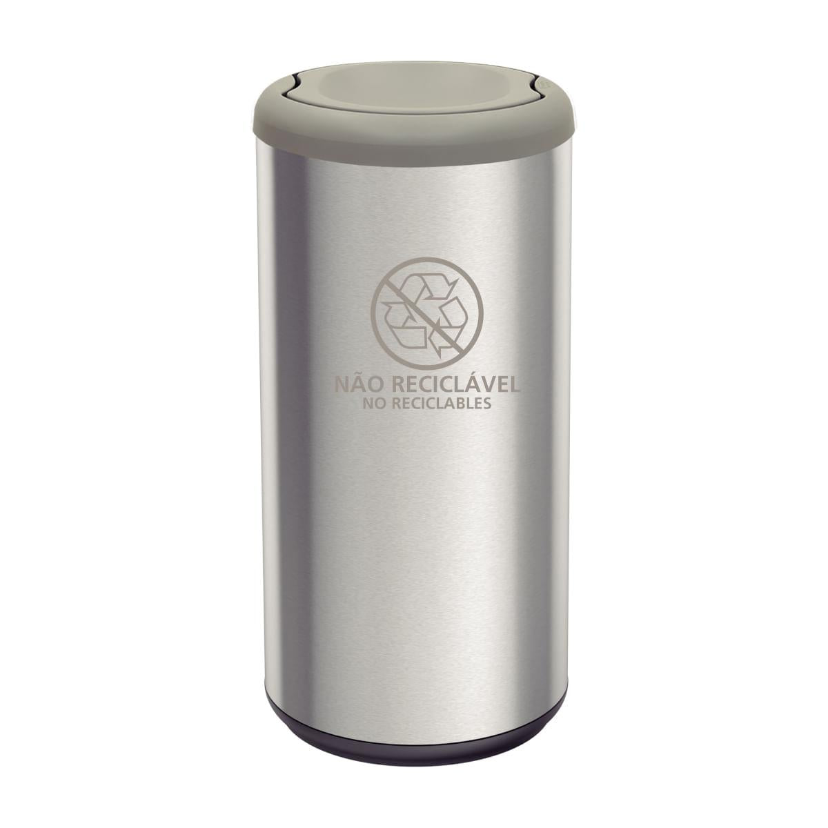 Lixeira Inox Tramontina Piemonte 40 Litros Acetinado Tampa Basculante Cinza em Polipropileno