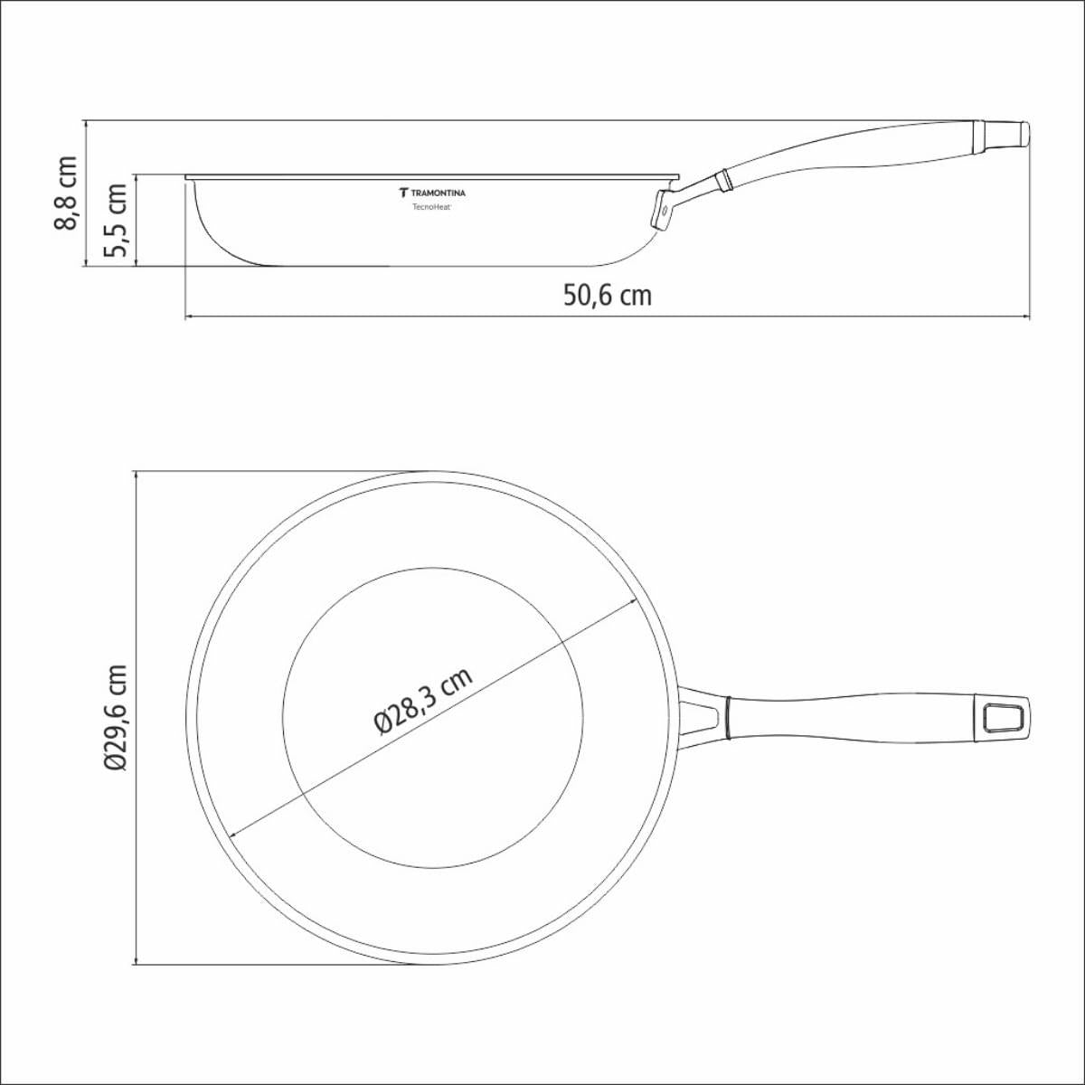 Frigideira Tramontina Grano em Aço Inox 28 cm 2,8L Fundo Triplo Compatível com Indução