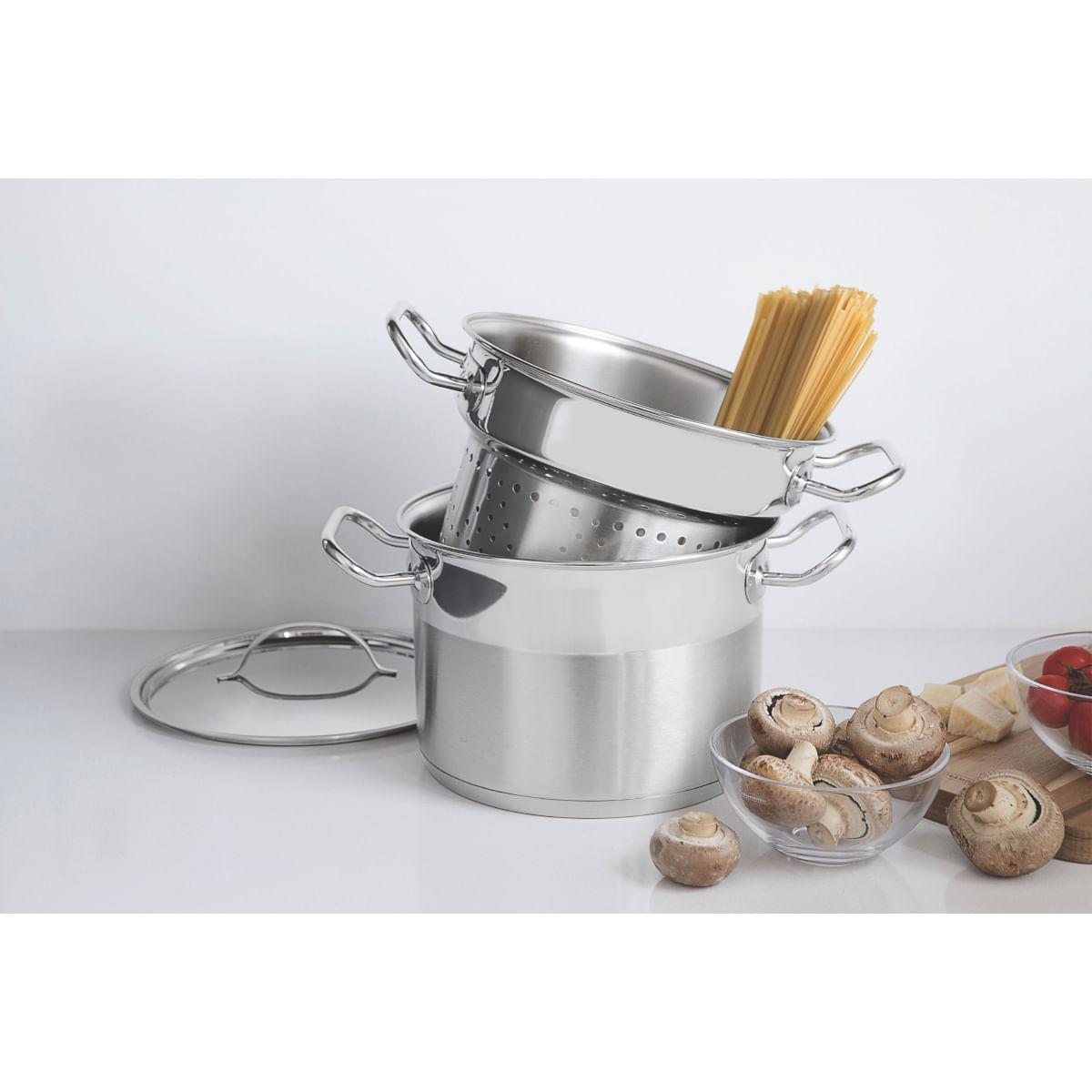 Jogo Cozi-Pasta Tramontina Aço Inox Professional 2 Peças 20 cm