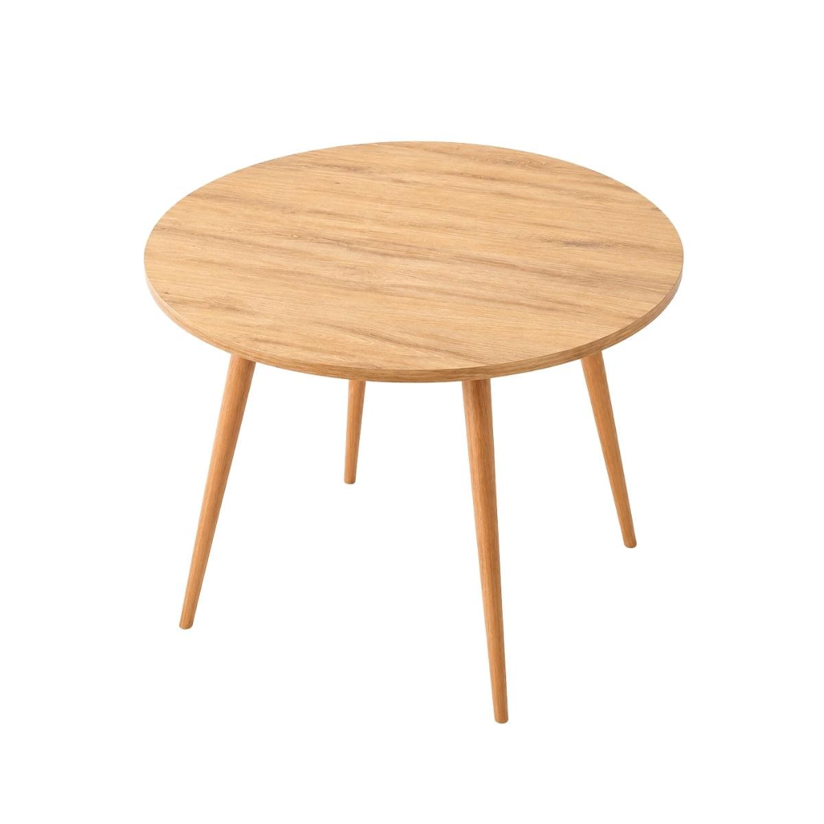 Mesa Jantar Sofia Redonda 80cm Carvalho Tropical 18mm Pés de Madeira Natural Marin