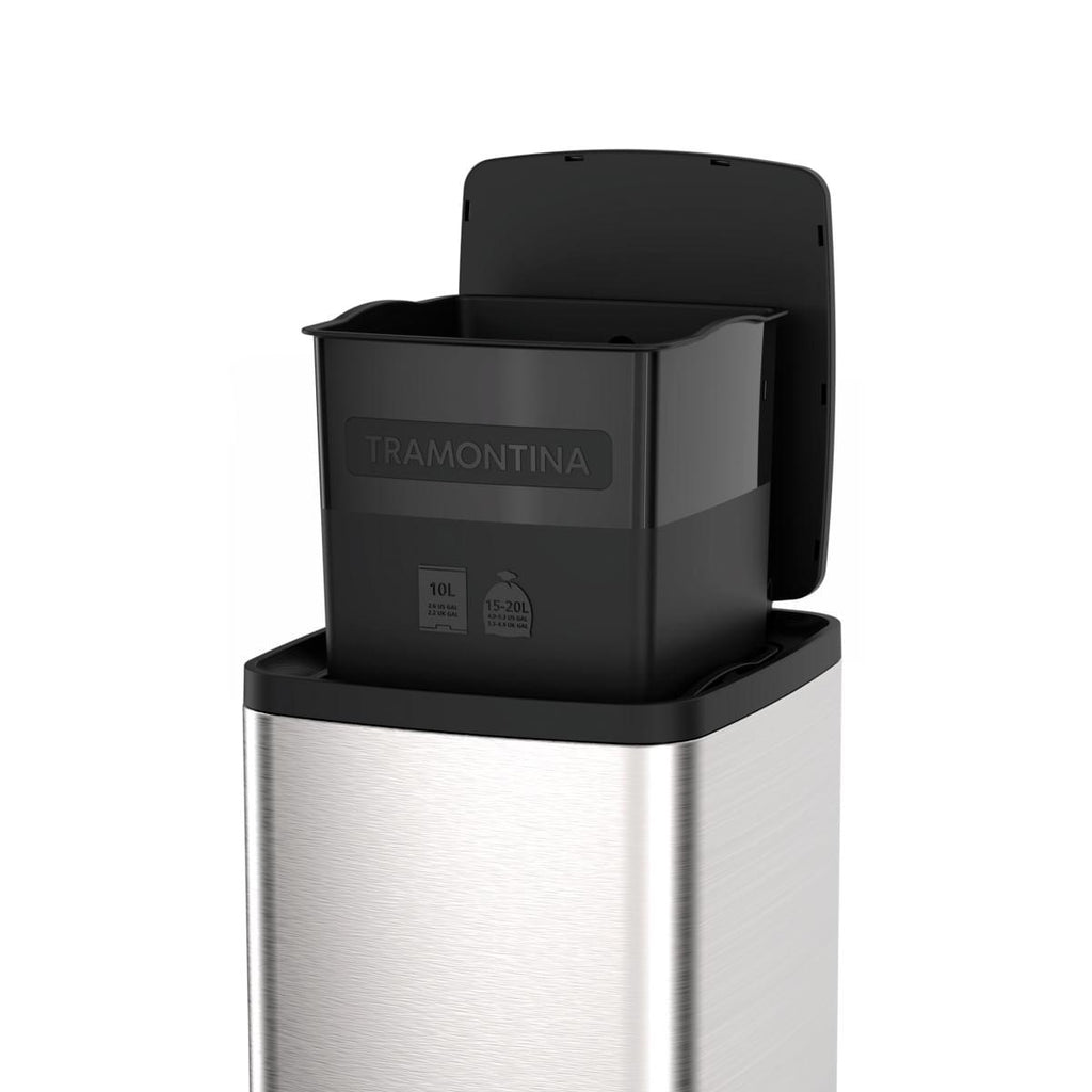Lixeira Tramontina Octos 10 Litros em Aço Inox com Balde Removível e Pedal