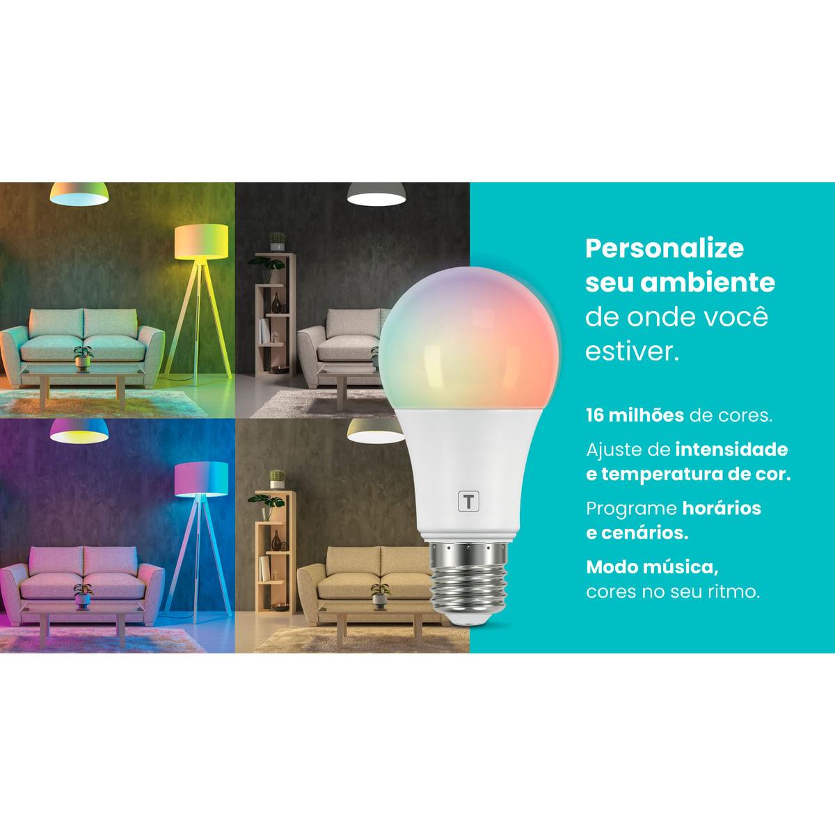 Lâmpada de LED Smart Tramontina Base Bivolt 16 Milhões de Cores Wi-Fi e Bluetooth