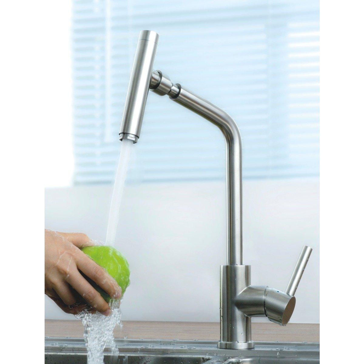Misturador Monocomando Tramontina Versa em Aço Inox com Bica Articulada