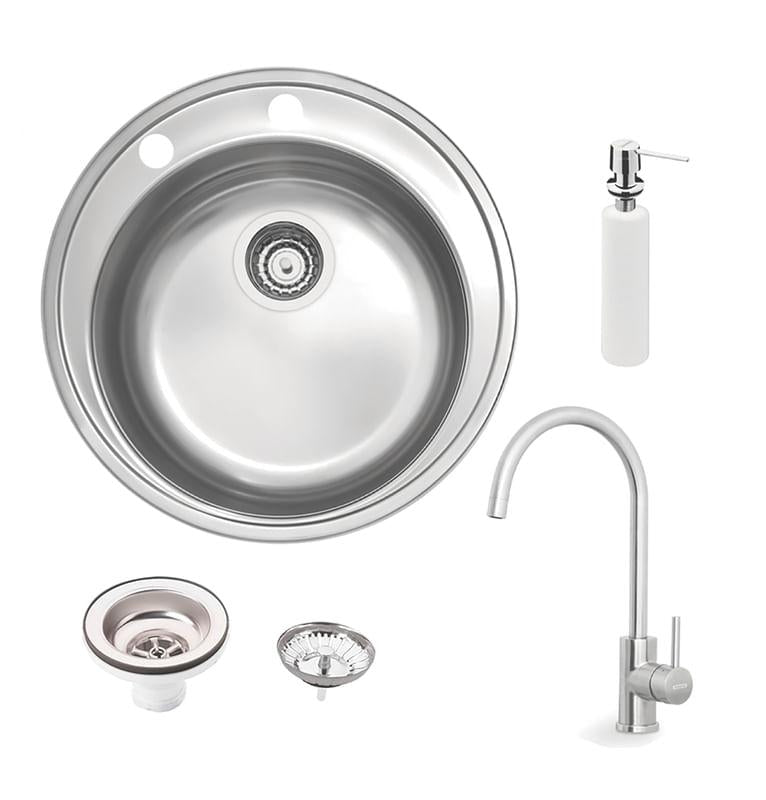 Cuba de Sobrepor Redonda Inox Acetinado 38 FX 48x48cm Com Acessórios Tramontina 93890102